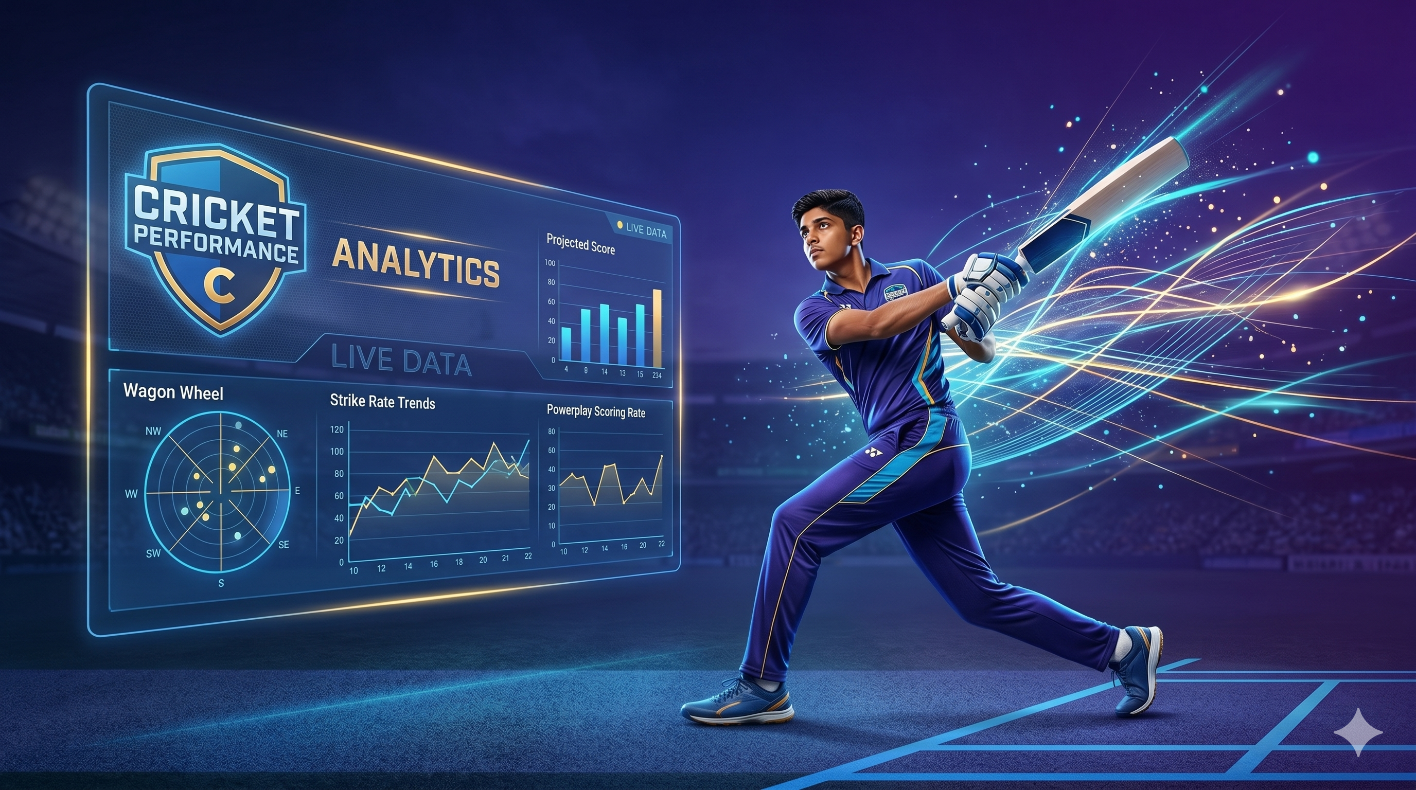 Cricket player in action